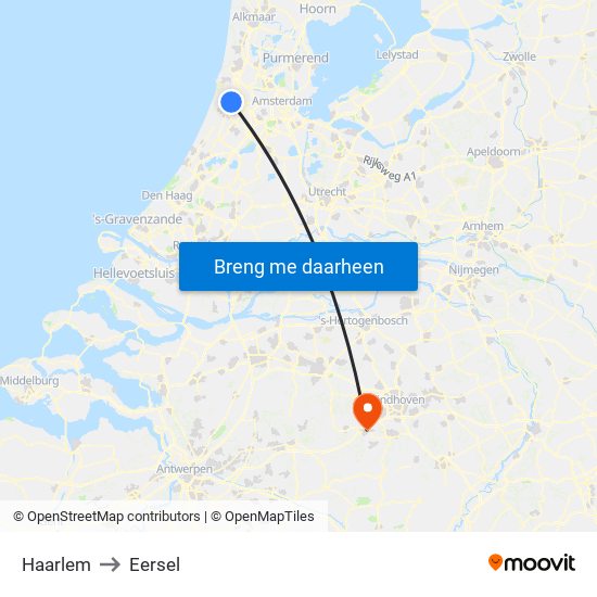 Haarlem to Eersel map
