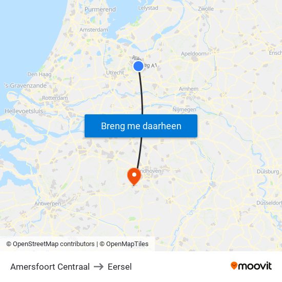 Amersfoort Centraal to Eersel map