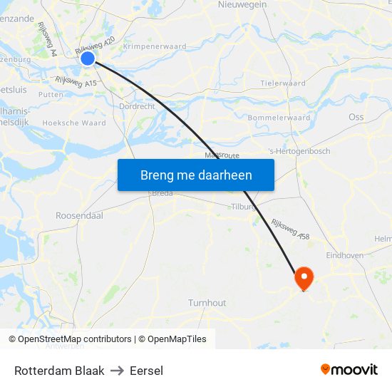 Rotterdam Blaak to Eersel map