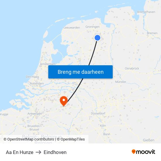 Aa En Hunze to Eindhoven map