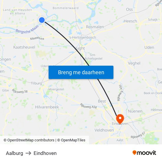 Aalburg to Eindhoven map