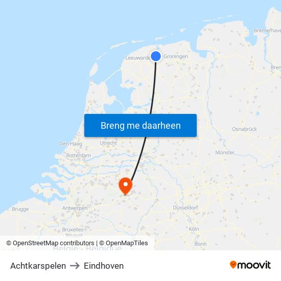 Achtkarspelen to Eindhoven map