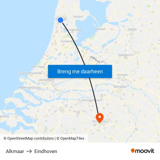 Alkmaar to Eindhoven map