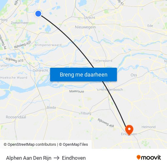 Alphen Aan Den Rijn to Eindhoven map