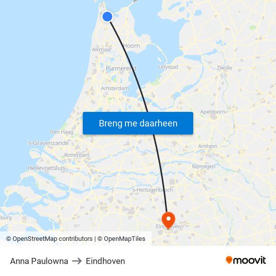 Anna Paulowna to Eindhoven map