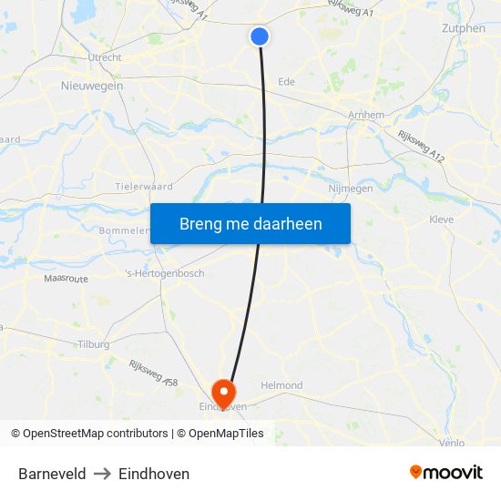 Barneveld to Eindhoven map