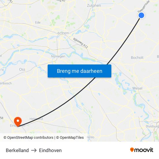 Berkelland to Eindhoven map