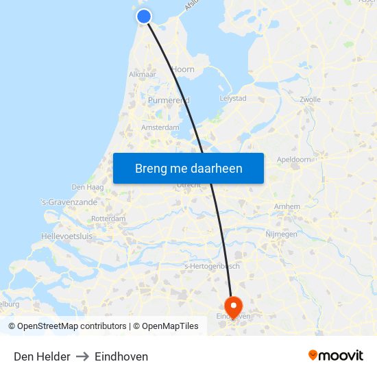 Den Helder to Eindhoven map