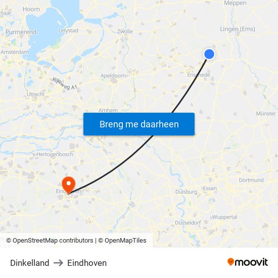 Dinkelland to Eindhoven map
