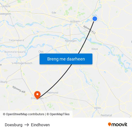 Doesburg to Eindhoven map
