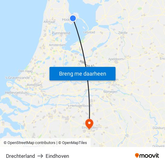 Drechterland to Eindhoven map