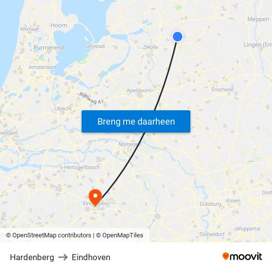 Hardenberg to Eindhoven map