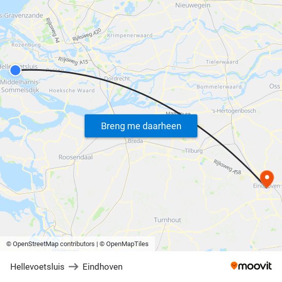 Hellevoetsluis to Eindhoven map