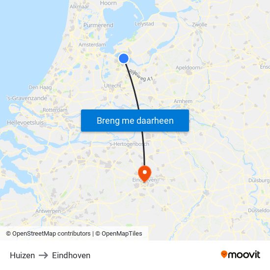 Huizen to Eindhoven map