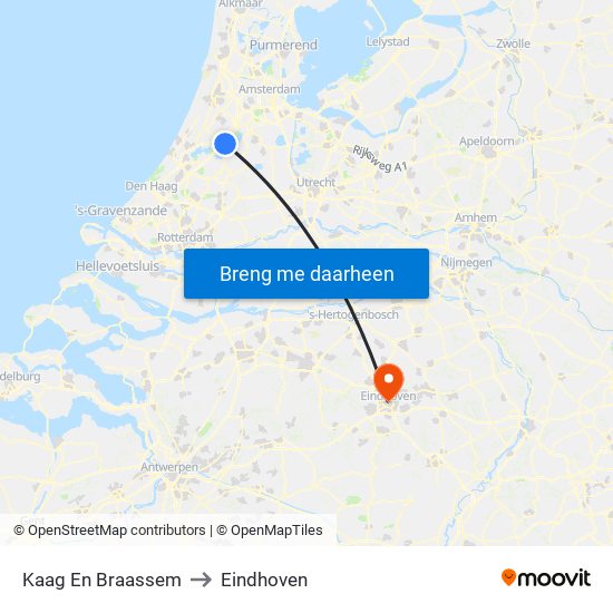 Kaag En Braassem to Eindhoven map