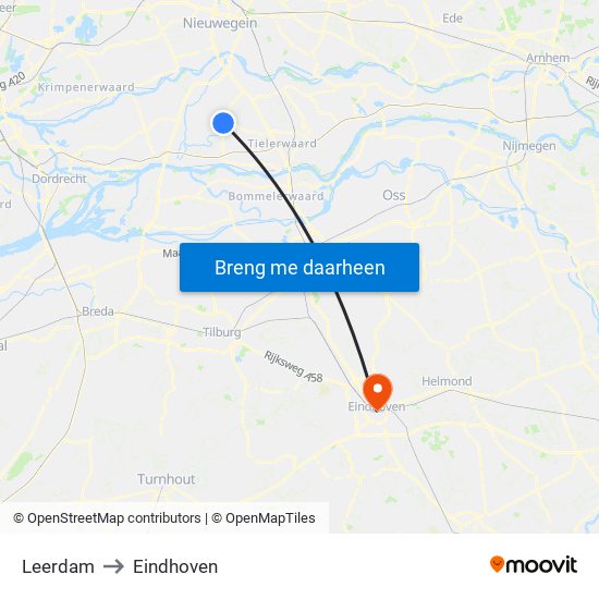 Leerdam to Eindhoven map