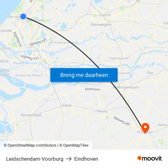 Leidschendam-Voorburg to Eindhoven map