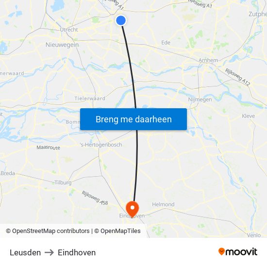 Leusden to Eindhoven map