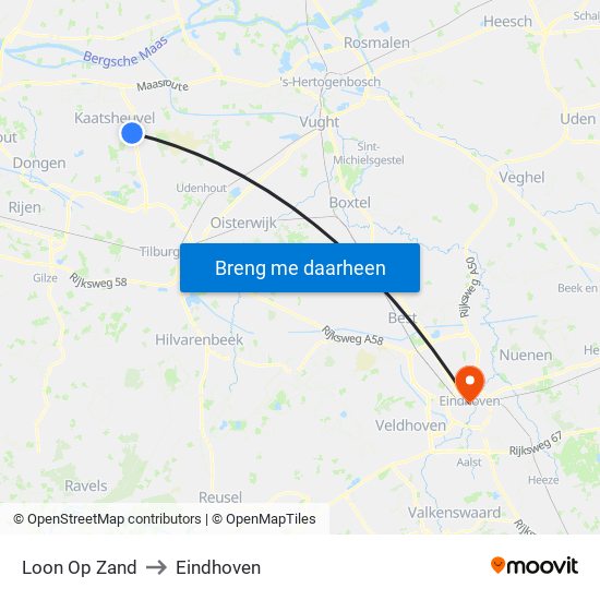 Loon Op Zand to Eindhoven map