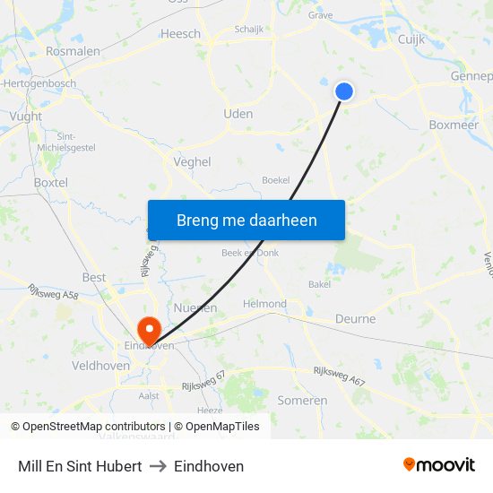 Mill En Sint Hubert to Eindhoven map