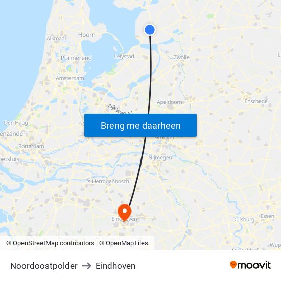 Noordoostpolder to Eindhoven map