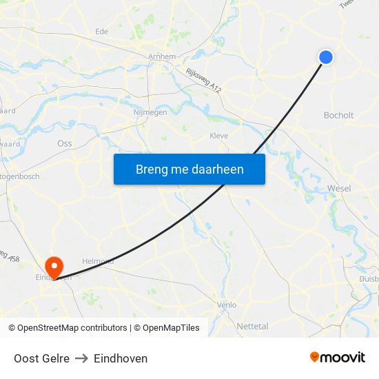 Oost Gelre to Eindhoven map