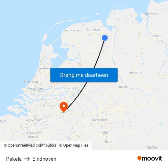 Pekela to Eindhoven map