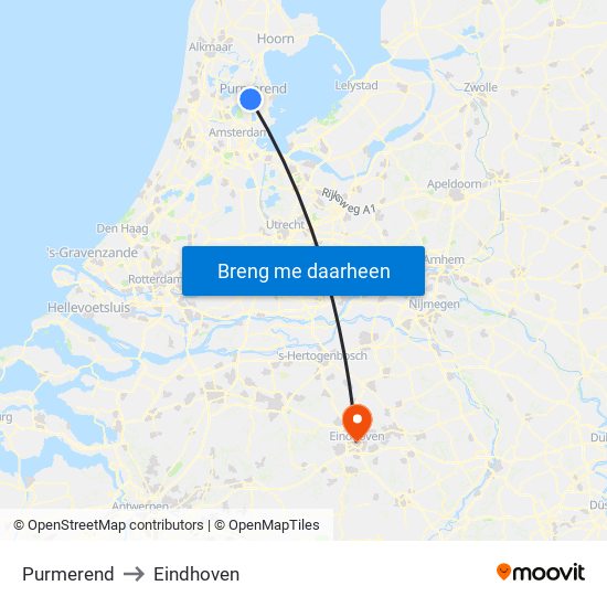 Purmerend to Eindhoven map