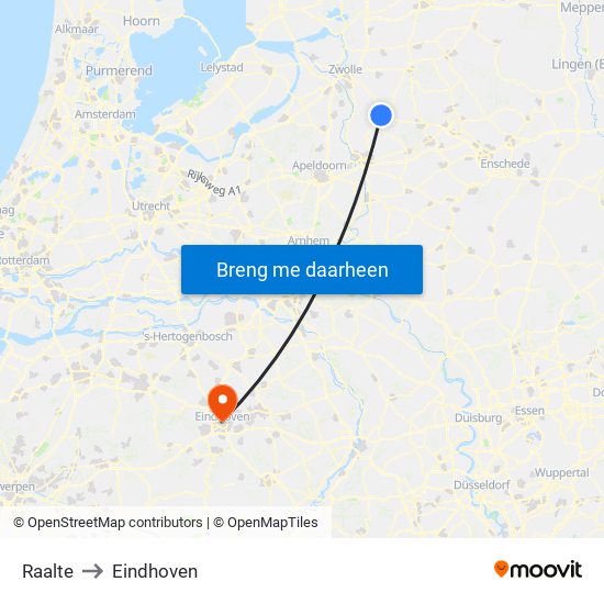 Raalte to Eindhoven map