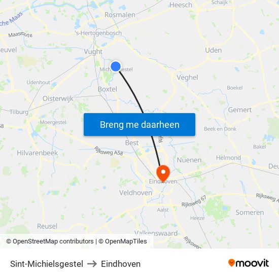 Sint-Michielsgestel to Eindhoven map