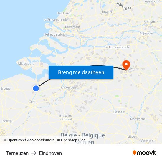 Terneuzen to Eindhoven map