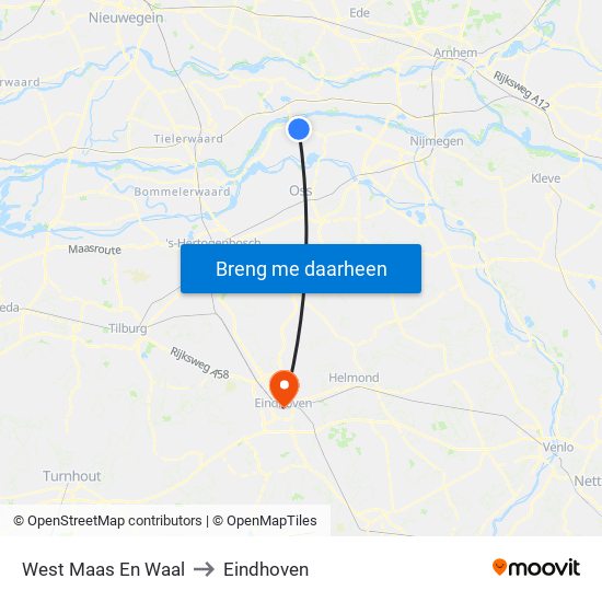 West Maas En Waal to Eindhoven map