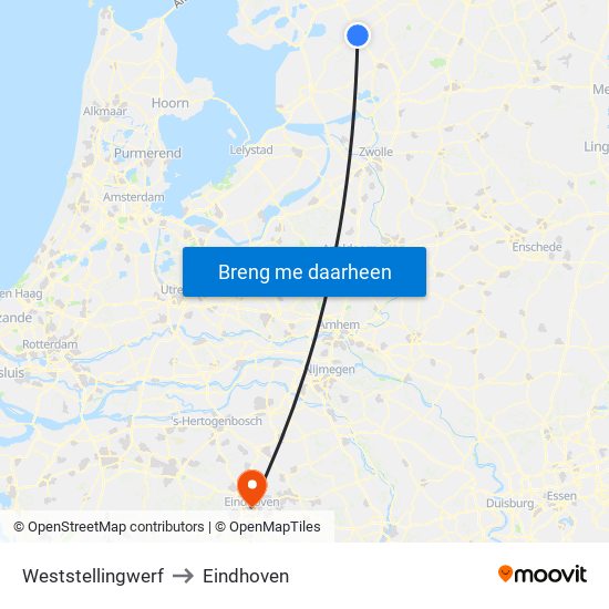 Weststellingwerf to Eindhoven map