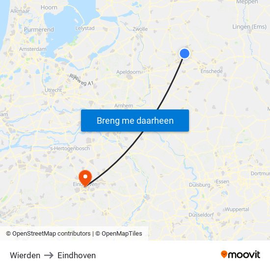Wierden to Eindhoven map
