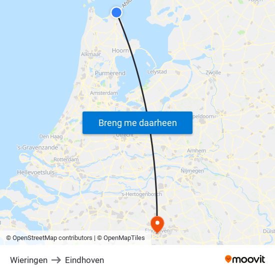 Wieringen to Eindhoven map