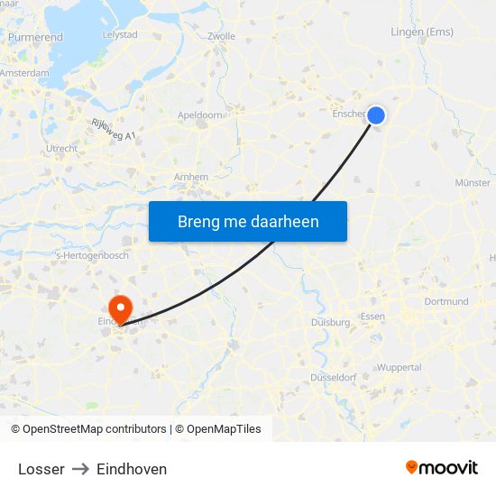 Losser to Eindhoven map