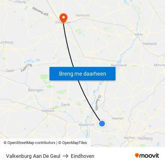 Valkenburg Aan De Geul to Eindhoven map