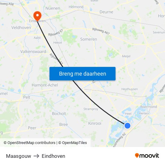 Maasgouw to Eindhoven map