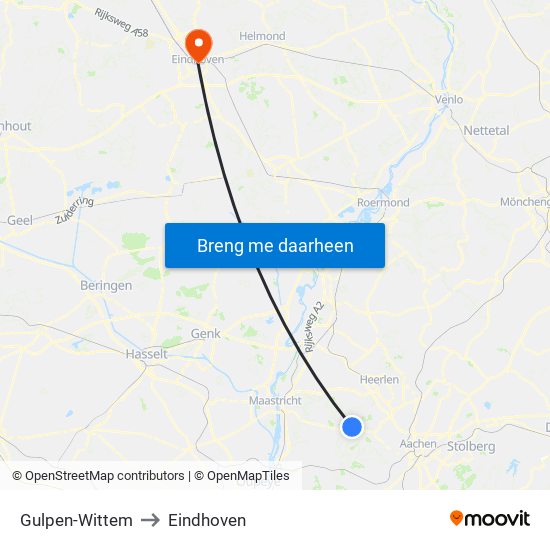 Gulpen-Wittem to Eindhoven map