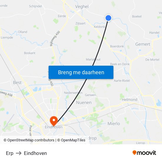 Erp to Eindhoven map