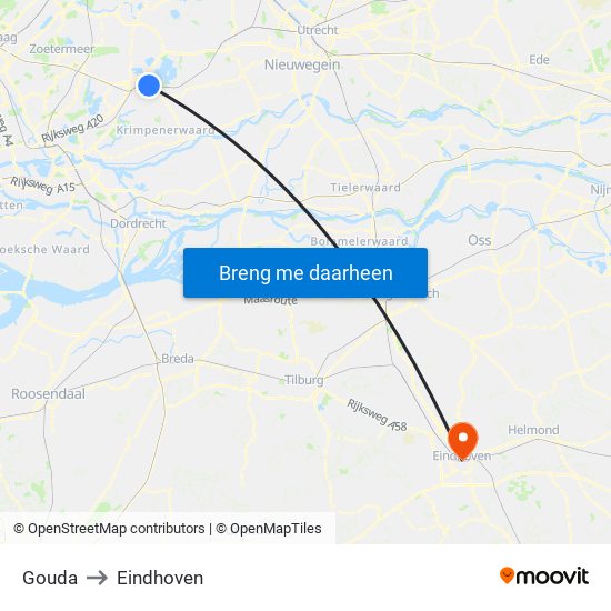 Gouda to Eindhoven map