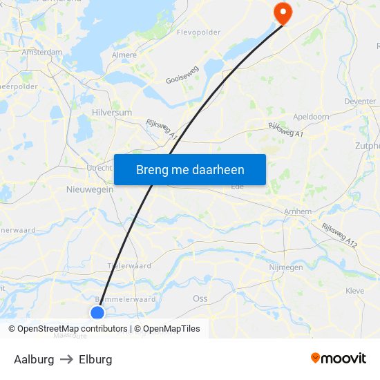 Aalburg to Elburg map