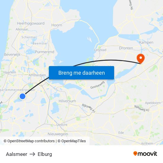 Aalsmeer to Elburg map