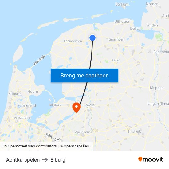 Achtkarspelen to Elburg map