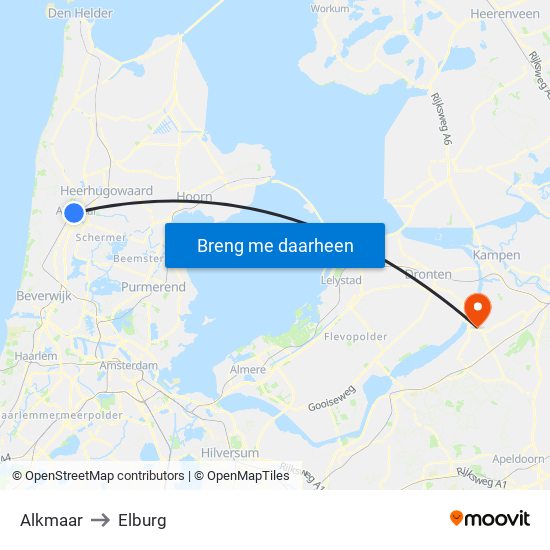 Alkmaar to Elburg map