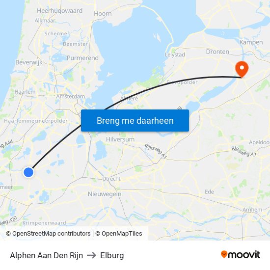 Alphen Aan Den Rijn to Elburg map