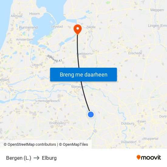Bergen (L.) to Elburg map