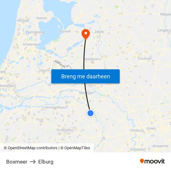 Boxmeer to Elburg map