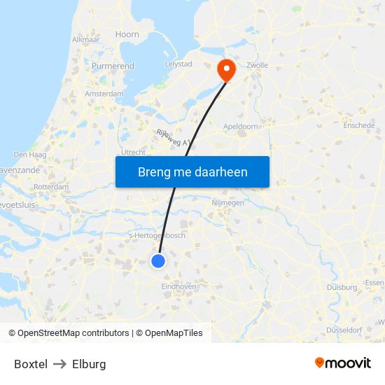 Boxtel to Elburg map