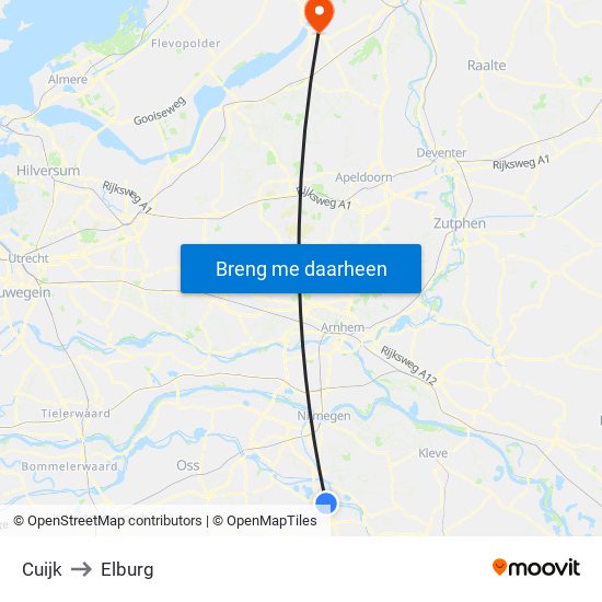 Cuijk to Elburg map